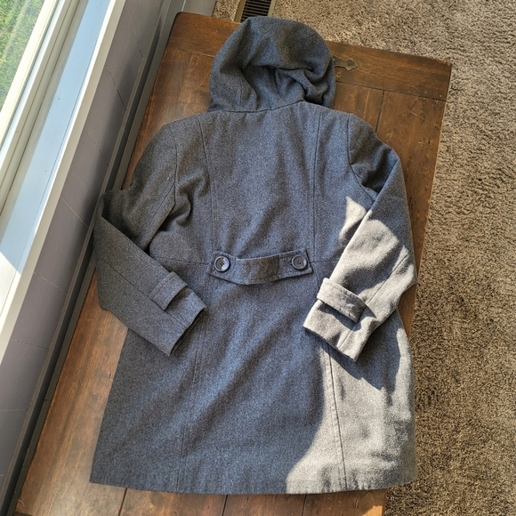 VTG Forecaster of Boston Wool Mid-Length Coat Plaid Contrast Hood size 16 Gray - Picture 7 of 11